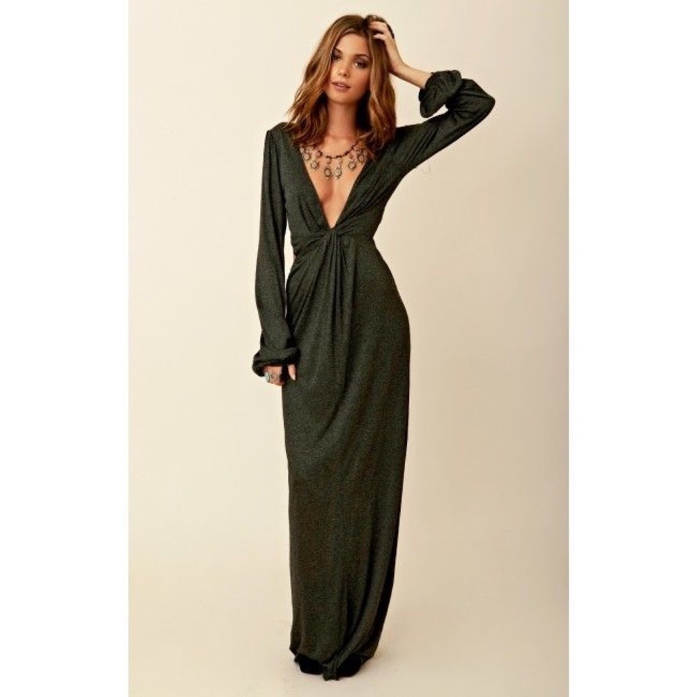 Blue Life Long Twist Bell Sleeve Maxi Dress